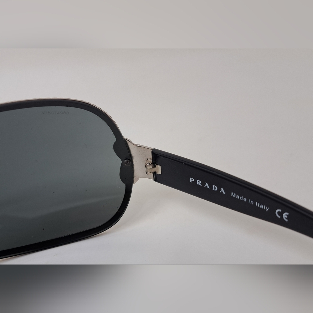 PRADA Women's Rimless shield sunglasses black silver Mono Rope Y2K SPR 1BC-1A1 - Picture 6 of 15